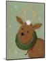 A Reindeer with a Wreath around its Neck-Beverly Johnston-Mounted Giclee Print