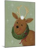 A Reindeer with a Wreath around its Neck-Beverly Johnston-Mounted Giclee Print