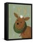 A Reindeer with a Wreath around its Neck-Beverly Johnston-Framed Stretched Canvas