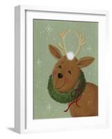 A Reindeer with a Wreath around its Neck-Beverly Johnston-Framed Giclee Print