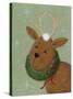 A Reindeer with a Wreath around its Neck-Beverly Johnston-Stretched Canvas