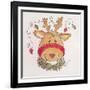 A Reindeer with Lights Strewn in its Antlers Wreath around its Neck-Beverly Johnston-Framed Giclee Print