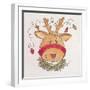 A Reindeer with Lights Strewn in its Antlers Wreath around its Neck-Beverly Johnston-Framed Giclee Print