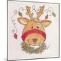 A Reindeer with Lights Strewn in its Antlers Wreath around its Neck-Beverly Johnston-Mounted Giclee Print