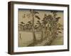 A Reizger Horseback Riding Along a Country Road Surrounded by Rice Fields-Utagawa Hiroshige-Framed Art Print