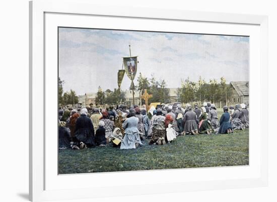 A Religious Procession in a Village, Russia, C1890-Gillot-Framed Giclee Print