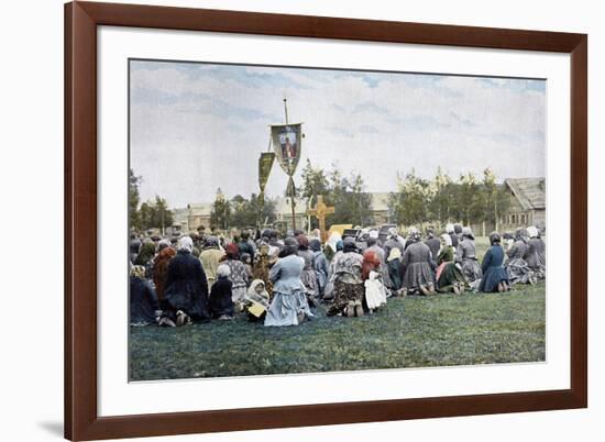 A Religious Procession in a Village, Russia, C1890-Gillot-Framed Giclee Print