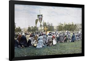 A Religious Procession in a Village, Russia, C1890-Gillot-Framed Premium Giclee Print