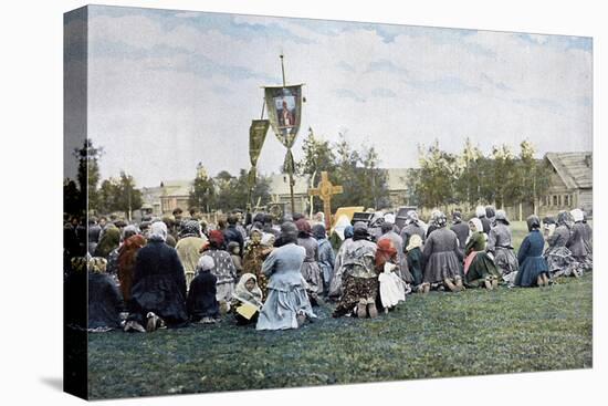 A Religious Procession in a Village, Russia, C1890-Gillot-Stretched Canvas