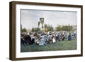 A Religious Procession in a Village, Russia, C1890-Gillot-Framed Giclee Print