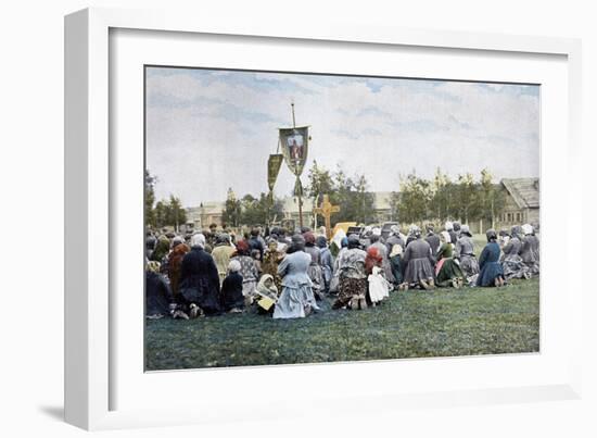 A Religious Procession in a Village, Russia, C1890-Gillot-Framed Giclee Print