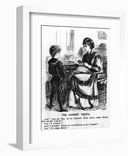 A Reluctant Musician: the Honest Truth-G. Du Maurier-Framed Art Print