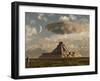 A Reptoid Greets an Incoming Flying Saucer Above a Pyramid.-Stocktrek Images-Framed Photographic Print