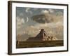 A Reptoid Greets an Incoming Flying Saucer Above a Pyramid.-Stocktrek Images-Framed Photographic Print