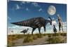 A Reptoid Using Telepathy to Communicate with a Parasaurolophus Dinosaur-Stocktrek Images-Mounted Art Print