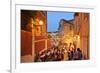 A Restaurant in the Calcada Do Duque, with a View to Sao Jorge Castle at Twilight. Lisbon, Portugal-Mauricio Abreu-Framed Photographic Print