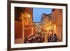 A Restaurant in the Calcada Do Duque, with a View to Sao Jorge Castle at Twilight. Lisbon, Portugal-Mauricio Abreu-Framed Photographic Print