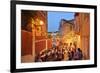 A Restaurant in the Calcada Do Duque, with a View to Sao Jorge Castle at Twilight. Lisbon, Portugal-Mauricio Abreu-Framed Photographic Print