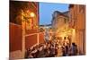 A Restaurant in the Calcada Do Duque, with a View to Sao Jorge Castle at Twilight. Lisbon, Portugal-Mauricio Abreu-Mounted Photographic Print