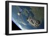 A Reusable Crew Capsule Prepares to Dock with an Orbital Maintenance Platform-Stocktrek Images-Framed Art Print