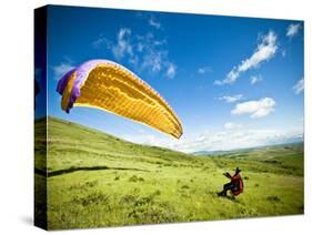A Reverse Launch While Paragliding at Steptoe Butte on the Palouse in Eastern Washington.-Ben Herndon-Stretched Canvas