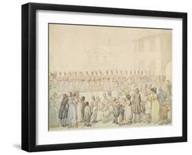 A Review of the Northamptonshire Militia at Brackley, Northants (Pen and Ink with W/C on Paper)-Thomas Rowlandson-Framed Giclee Print