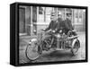 A Rex Motorcycle Being Used by Firemen-null-Framed Stretched Canvas