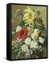A Rich Still Life with Sunflower and Roses-C.f. Hurten-Framed Stretched Canvas