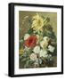 A Rich Still Life with Sunflower and Roses-C.f. Hurten-Framed Giclee Print