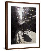 A Rickshaw Driving Through the Streets of Kathmandu, Nepal, Asia-John Woodworth-Framed Photographic Print