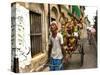 A Rickshaw Puller Carries Supporters of Brazil Soccer Team-null-Stretched Canvas