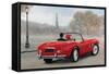 A Ride in Paris III Red Car-Marco Fabiano-Framed Stretched Canvas