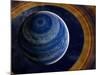 A Ringed Blue Gas Giant with Shepherd Moon in the Rings-Stocktrek Images-Mounted Photographic Print