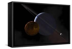 A Ringed Gas Giant Exoplanet with Moons-Stocktrek Images-Framed Stretched Canvas