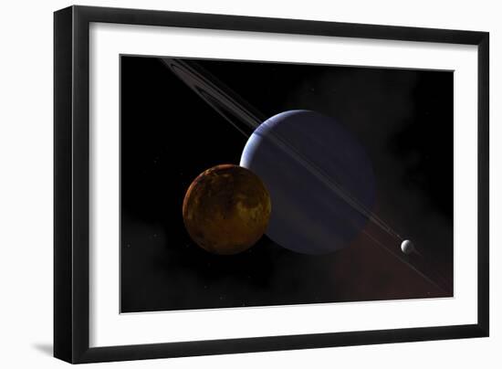 A Ringed Gas Giant Exoplanet with Moons-Stocktrek Images-Framed Art Print