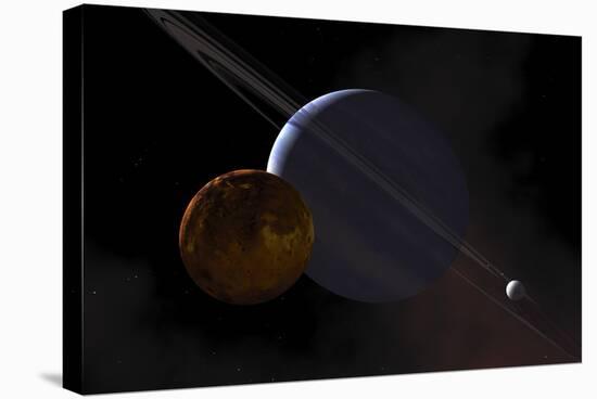 A Ringed Gas Giant Exoplanet with Moons-Stocktrek Images-Stretched Canvas