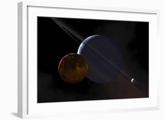 A Ringed Gas Giant Exoplanet with Moons-Stocktrek Images-Framed Art Print