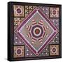 A Rising Star Design Coverlet, Probably Philadelphia, Pieced and Quilted Silk, 1880, 1890-null-Framed Stretched Canvas