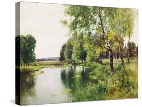 A River Landscape in Summer-Ernest Parton-Stretched Canvas