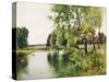 A River Landscape in Summer-Ernest Parton-Stretched Canvas