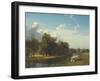 A River Landscape, Westphalia, 1855-Albert Bierstadt-Framed Premium Giclee Print