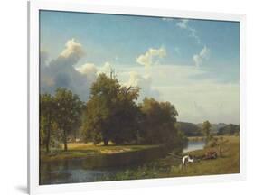 A River Landscape, Westphalia, 1855-Albert Bierstadt-Framed Giclee Print