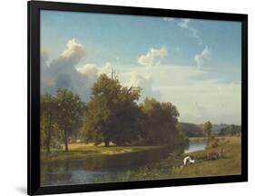 A River Landscape, Westphalia, 1855-Albert Bierstadt-Framed Giclee Print