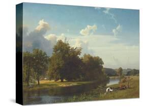 A River Landscape, Westphalia, 1855-Albert Bierstadt-Stretched Canvas