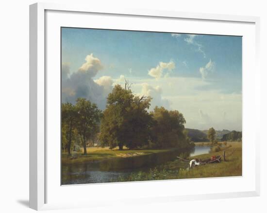 A River Landscape, Westphalia, 1855-Albert Bierstadt-Framed Giclee Print