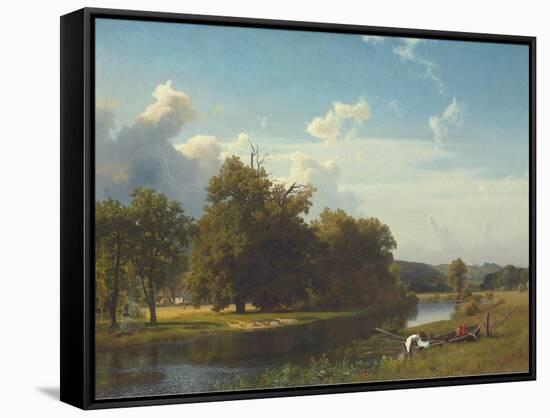 A River Landscape, Westphalia, 1855-Albert Bierstadt-Framed Stretched Canvas