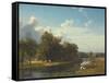 A River Landscape, Westphalia, 1855-Albert Bierstadt-Framed Stretched Canvas