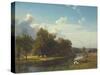 A River Landscape, Westphalia, 1855-Albert Bierstadt-Stretched Canvas