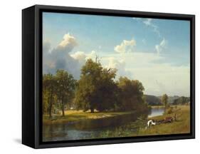 A River Landscape, Westphalia. 1855-Albert Bierstadt-Framed Stretched Canvas