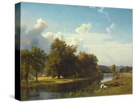 A River Landscape, Westphalia. 1855-Albert Bierstadt-Stretched Canvas